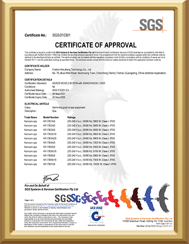 Certificado de aprobación SGS210301 